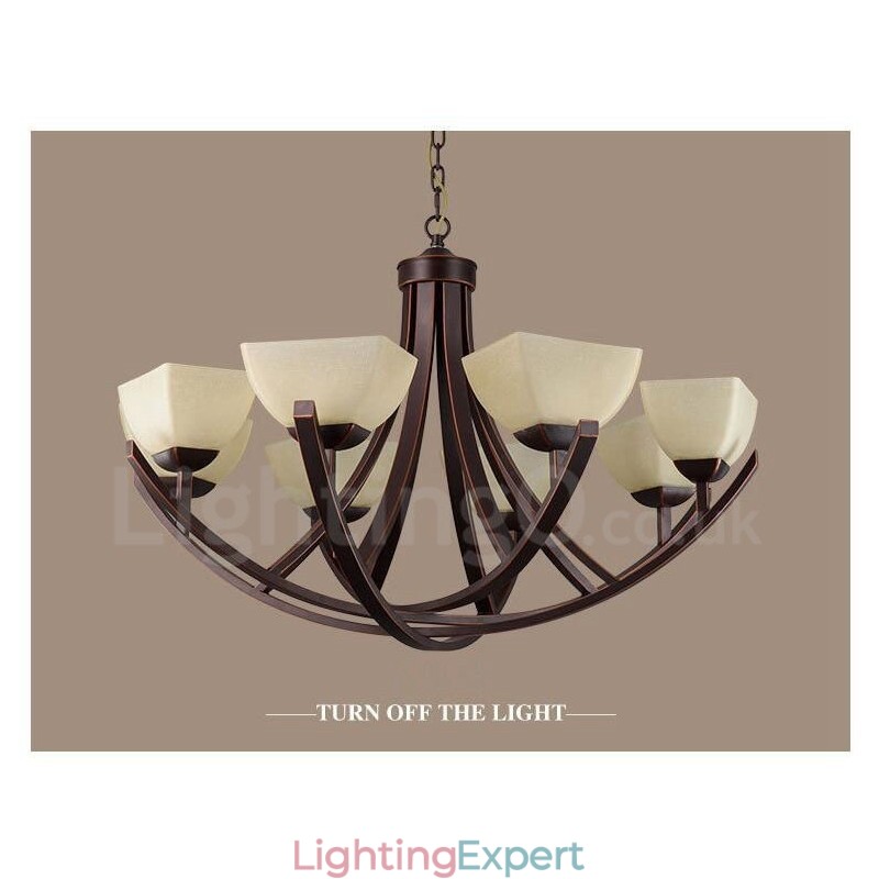 8 Light Rustic Lodge Integrated Metal Chandelier