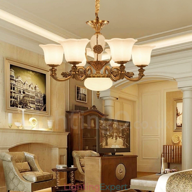 6 Light Traditional Classic Integrated Metal Luxury Chandelier