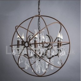 Diameter 60CM 80CM Vintage Crystal Painting Metal Chandelier Rusty Colour Pendant Light