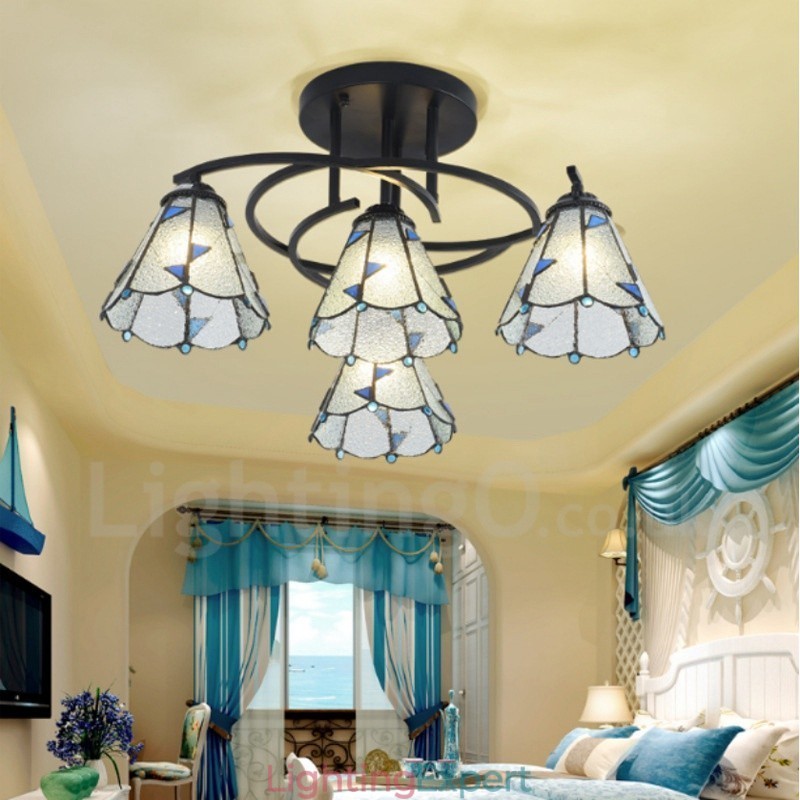 4 Light Mediterranean Style Integrated Bath Metal Chandelier