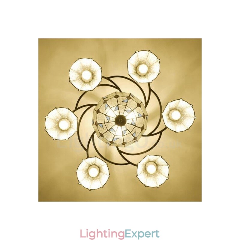 9 Light Mediterranean Style Integrated Bath Metal Chandelier