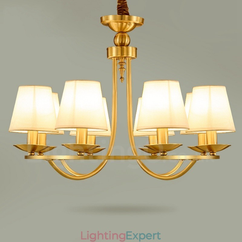 Brass 8 Light Rustic Lodge Integrated Metal Copper Chandelier