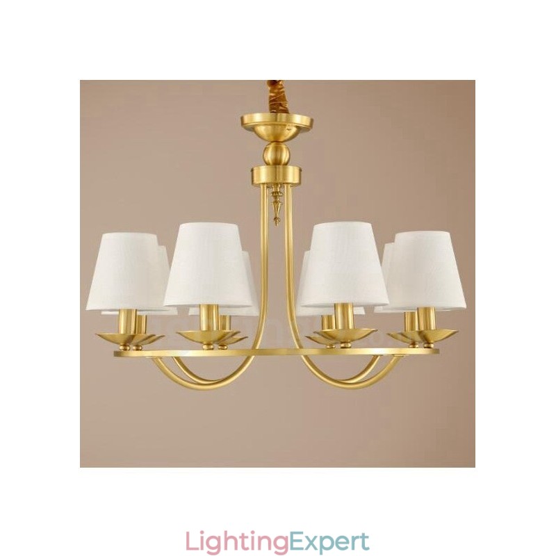 Brass 8 Light Rustic Lodge Integrated Metal Copper Chandelier