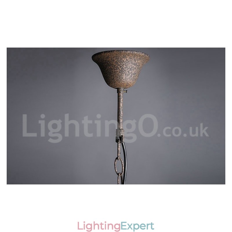 Diameter 60CM 80CM Vintage Crystal Painting Metal Chandelier Rusty Colour Pendant Light