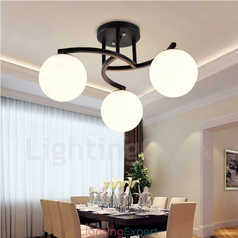 3 Light Rustic Lodge Integrated Chandelier with Glass Shade