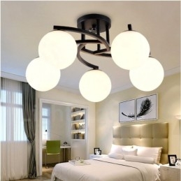 5 Light Rustic Lodge Integrated Chandelier with Glass Shade