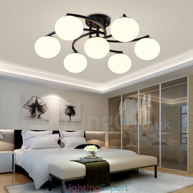 7 Light Rustic Lodge Integrated Chandelier with Glass Shade