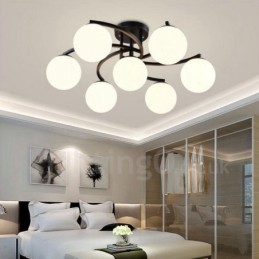 7 Light Rustic Lodge Integrated Chandelier with Glass Shade