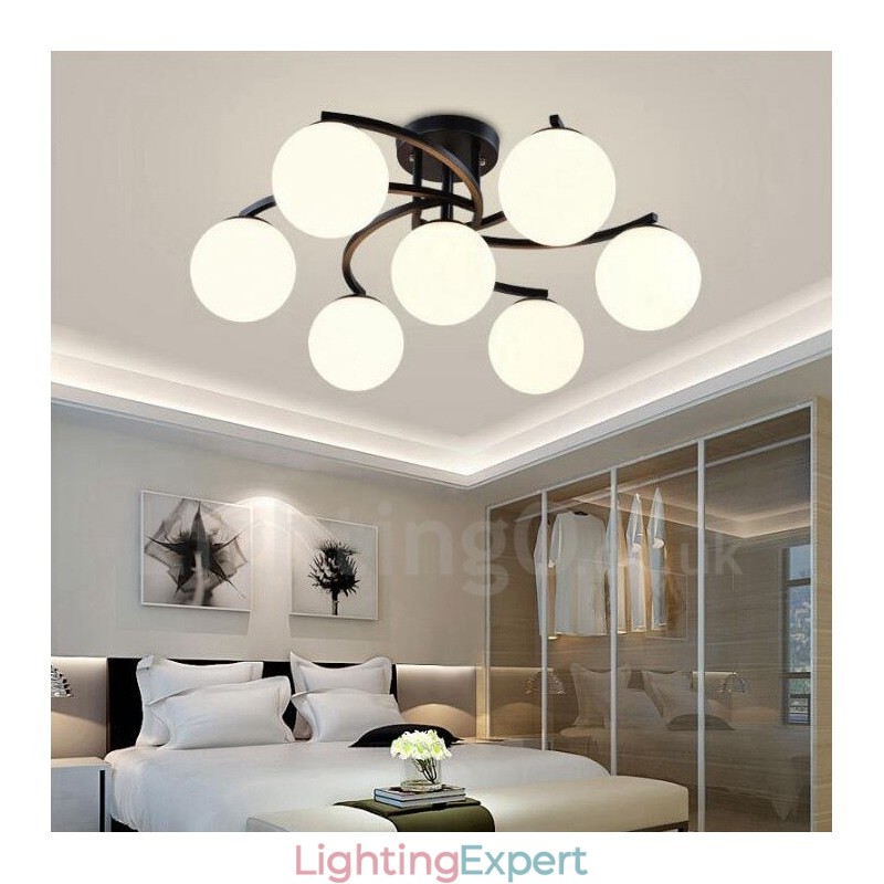 7 Light Rustic Lodge Integrated Chandelier with Glass Shade