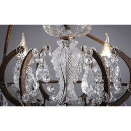 Diameter 60CM 80CM Vintage Crystal Painting Metal Chandelier Rusty Colour Pendant Light