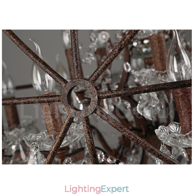 Diameter 60CM 80CM Vintage Crystal Painting Metal Chandelier Rusty Colour Pendant Light