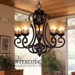 5 Light Rustic Lodge Integrated Metal Chandelier