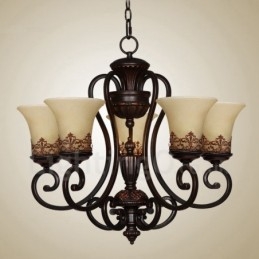 5 Light Rustic Lodge Integrated Metal Chandelier