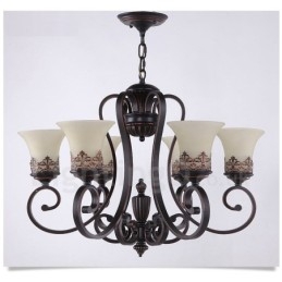 6 Light Rustic Lodge Integrated Metal Chandelier