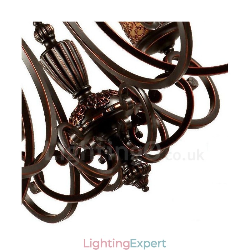 6 Light Rustic Lodge Integrated Metal Chandelier