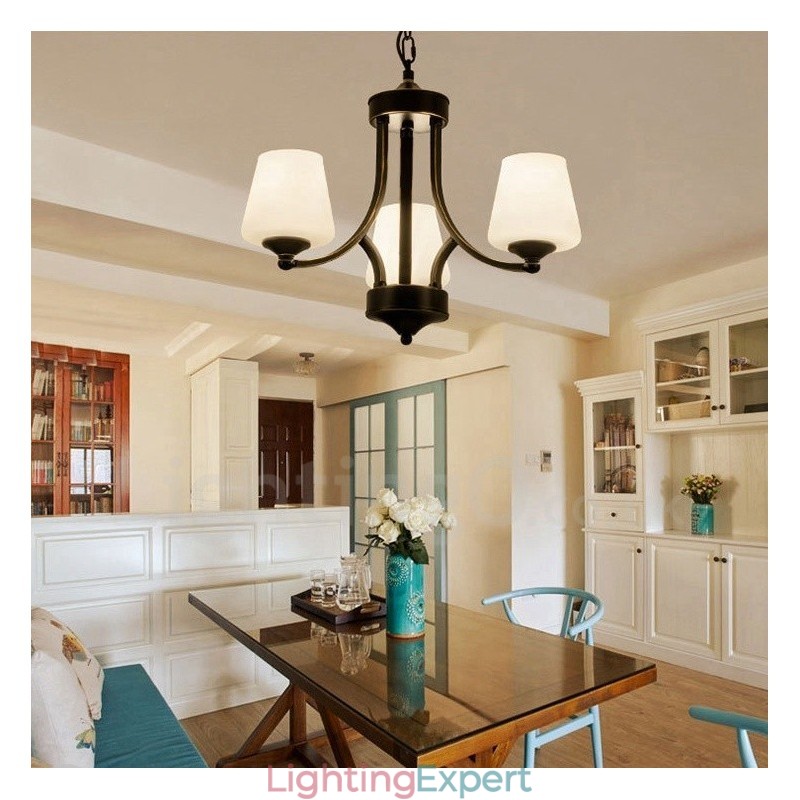 3 Light Rustic Lodge Integrated Metal Chandelier
