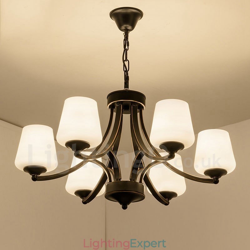 6 Light Rustic Lodge Integrated Metal Chandelier