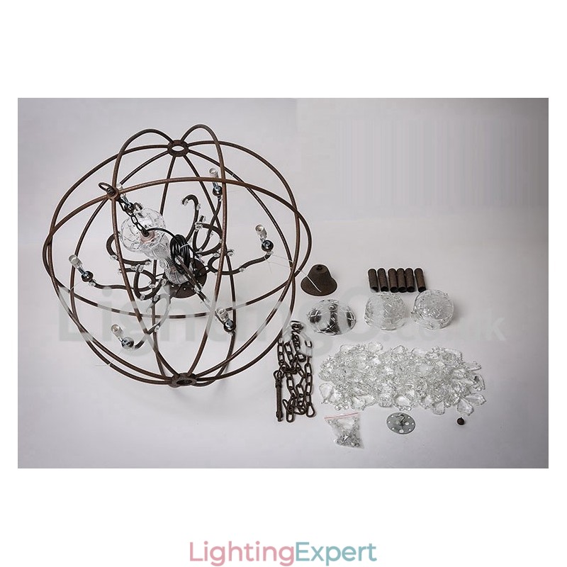 Diameter 60CM 80CM Vintage Crystal Painting Metal Chandelier Rusty Colour Pendant Light