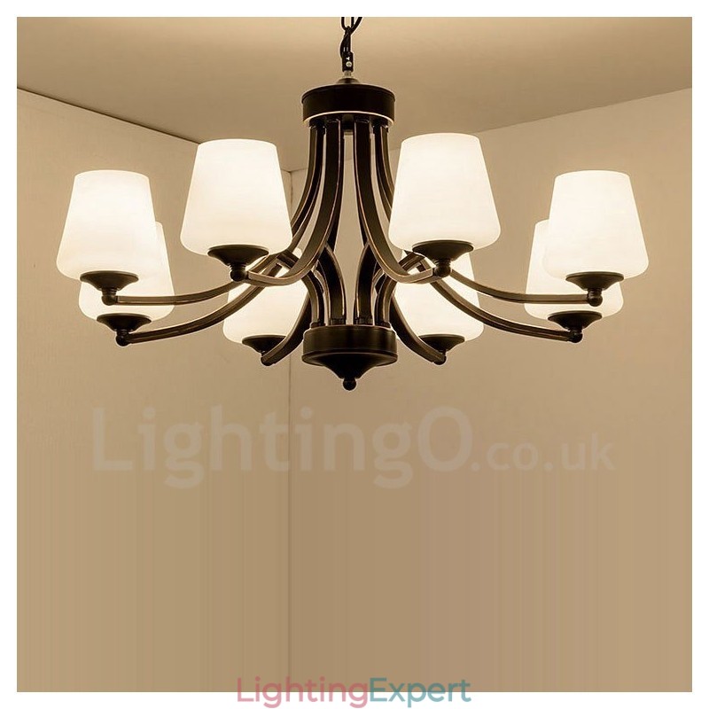 8 Light Rustic Lodge Integrated Metal Chandelier