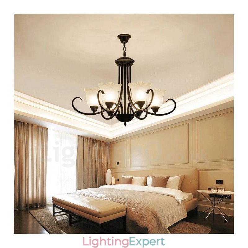 6 Light Rustic Lodge Integrated Metal Chandelier
