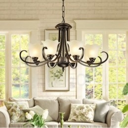 8 Light Rustic Lodge Integrated Metal Chandelier
