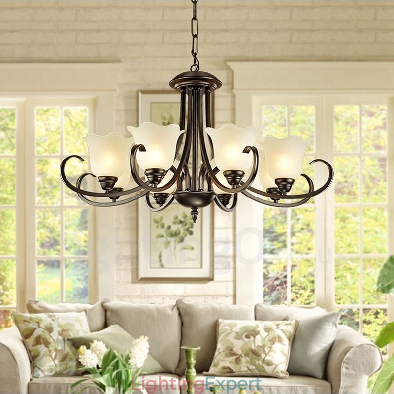 8 Light Rustic Lodge Integrated Metal Chandelier