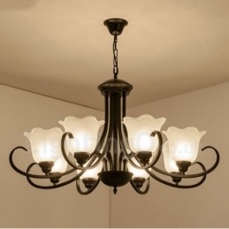 8 Light Rustic Lodge Integrated Metal Chandelier
