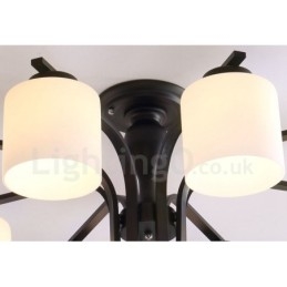 8 Light Country Integrated Metal Chandelier with Glass Shade