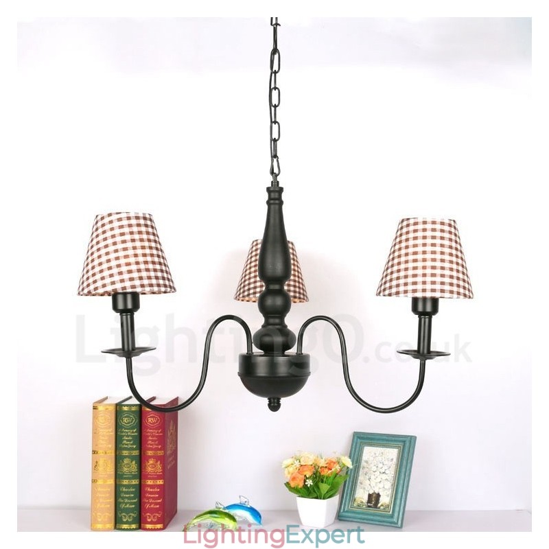3 Light Traditional Classic Integrated Metal Chandelier