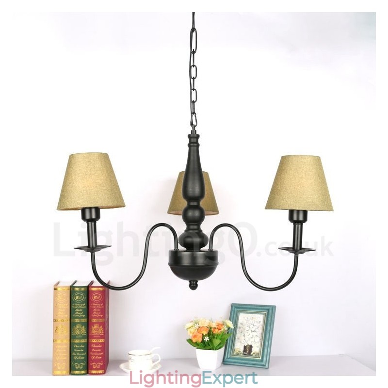 3 Light Traditional Classic Integrated Metal Chandelier