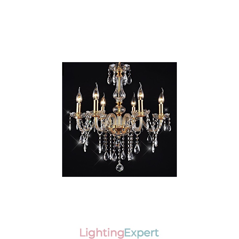 Chandelier 6 Lights Golden Vintage in Crystal Feature