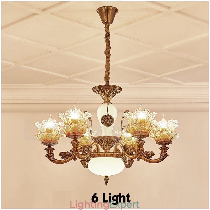6 Light Traditional Classic Integrated Metal Chandelier