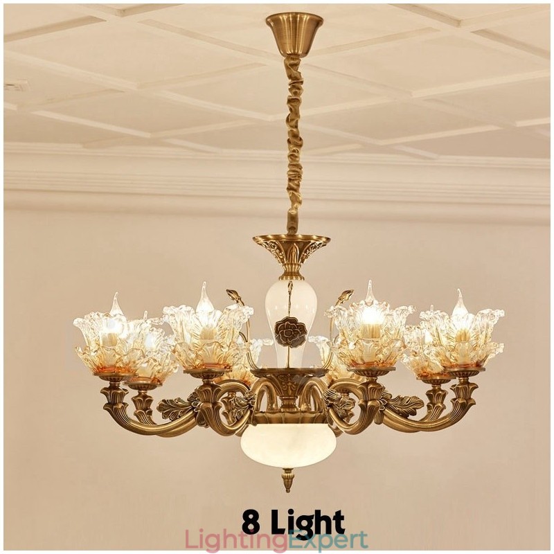 8 Light Traditional Classic Integrated Metal Chandelier