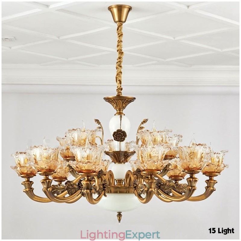 15 Light Traditional Classic Integrated Metal Chandelier