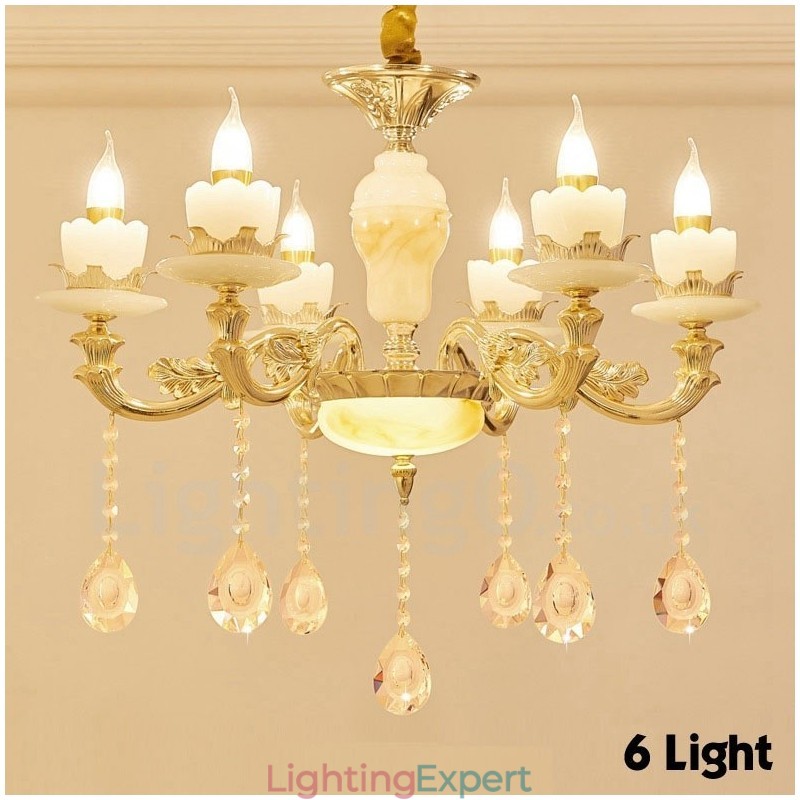 6 Light Traditional Classic Integrated Metal Chandelier