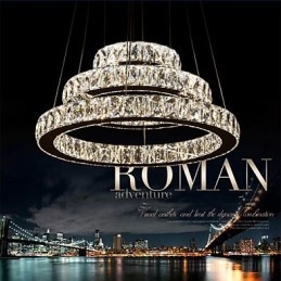 Pendant Light Modern Lighting Warm White Three Rings D204060 Transparent K9 Large Crystal Ceiling Lights