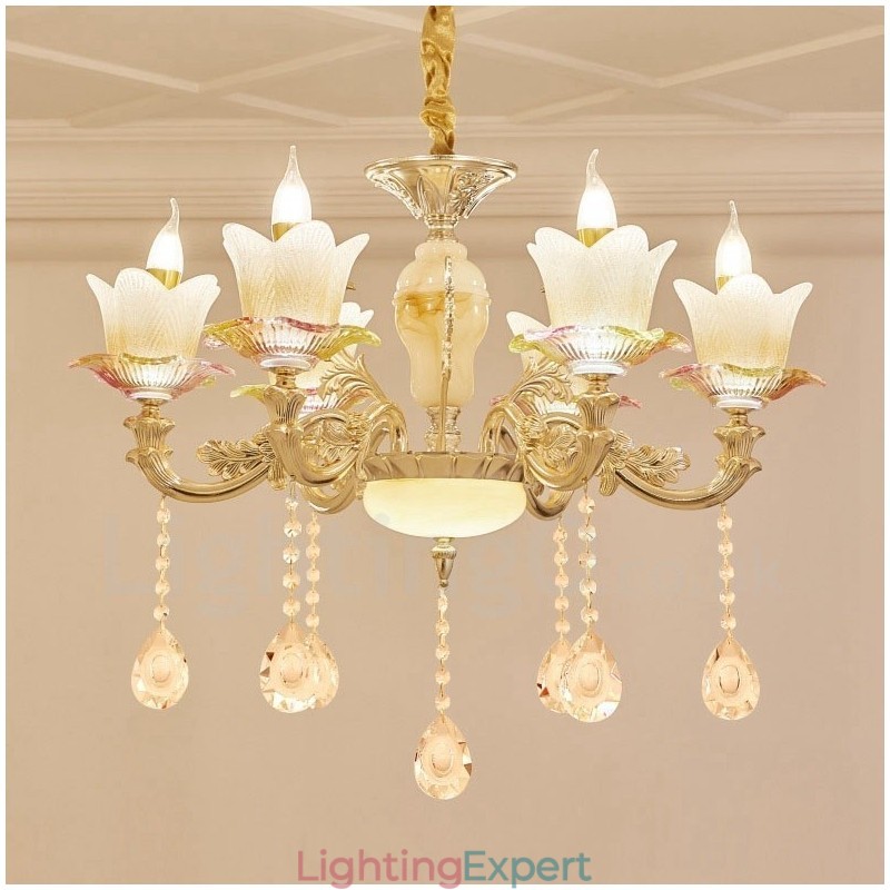 6 Light Traditional Classic Integrated Metal Chandelier
