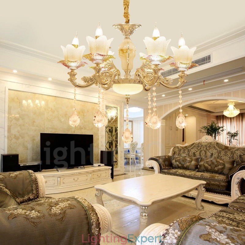 6 Light Traditional Classic Integrated Metal Chandelier