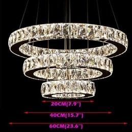 Pendant Light Modern Lighting Warm White Three Rings D204060 Transparent K9 Large Crystal Ceiling Lights