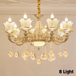 8 Light Traditional Classic Integrated Metal Chandelier