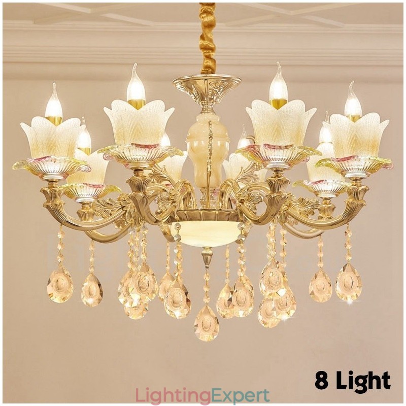 8 Light Traditional Classic Integrated Metal Chandelier