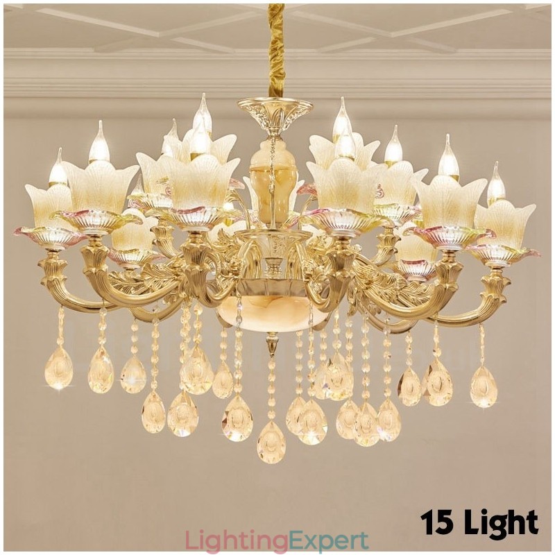 15 Light Traditional Classic Integrated Metal Chandelier