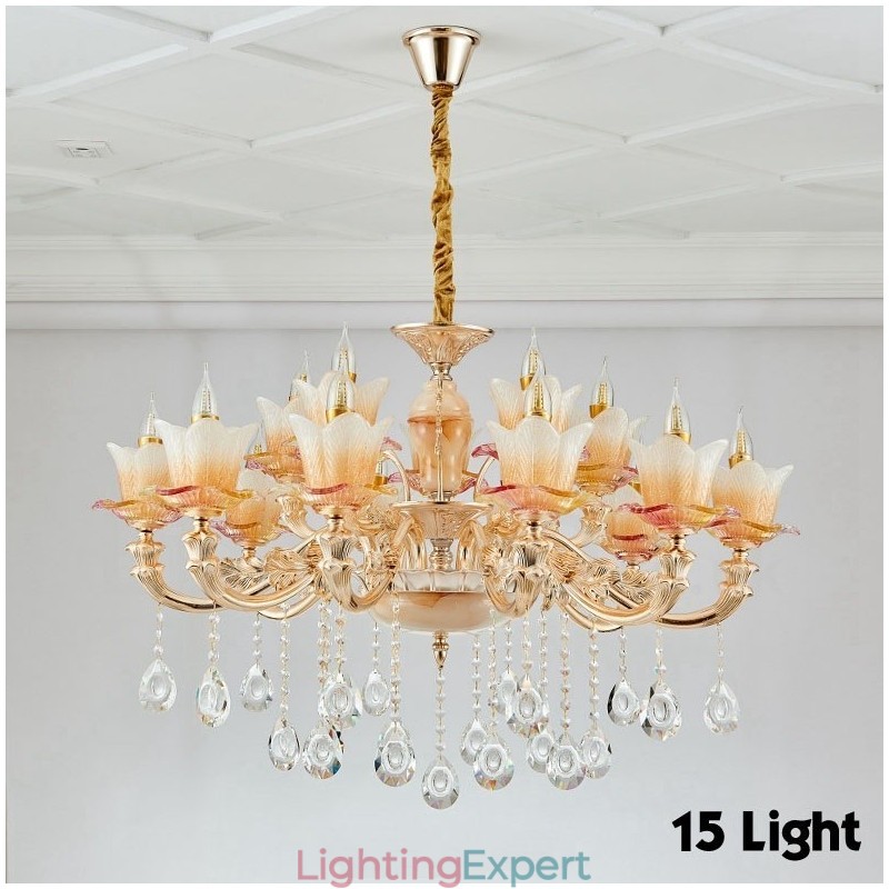 15 Light Traditional Classic Integrated Metal Chandelier