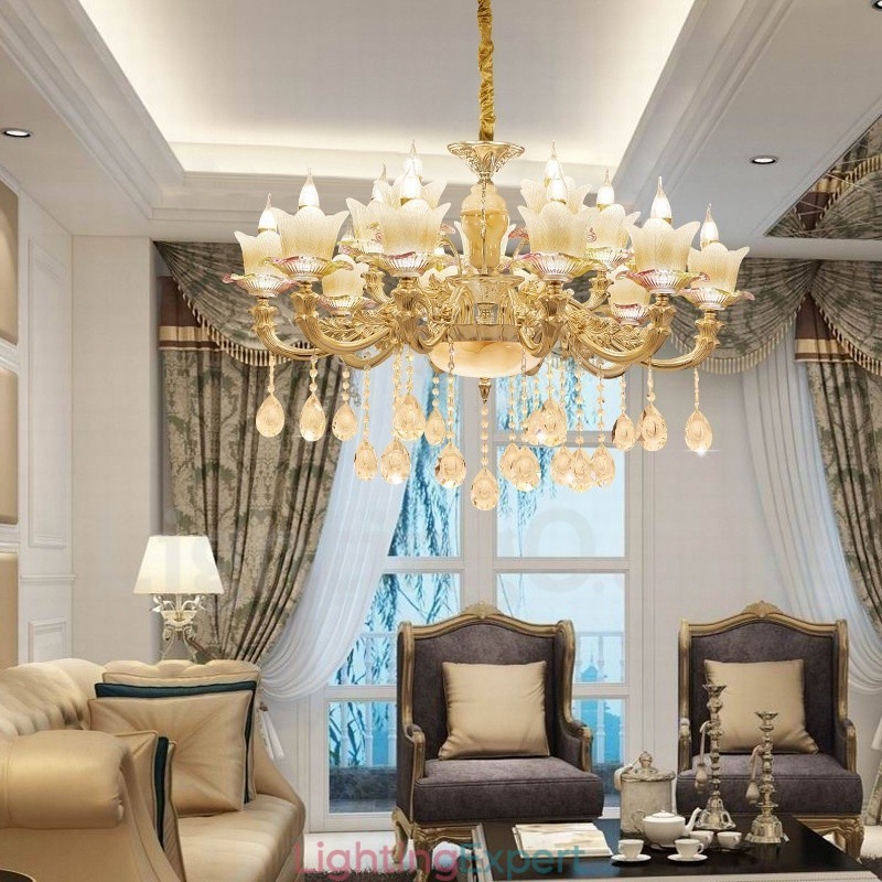15 Light Traditional Classic Integrated Metal Chandelier