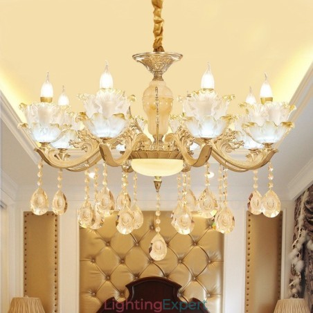 8 Light Traditional Classic Integrated Metal Chandelier