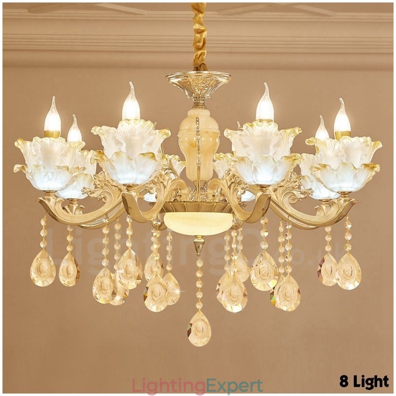 8 Light Traditional Classic Integrated Metal Chandelier