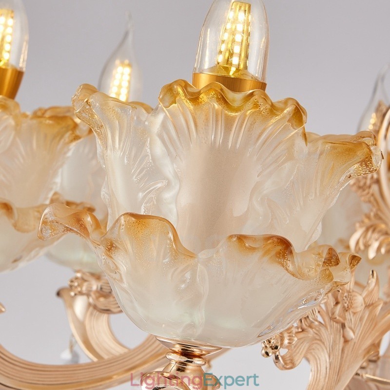 8 Light Traditional Classic Integrated Metal Chandelier