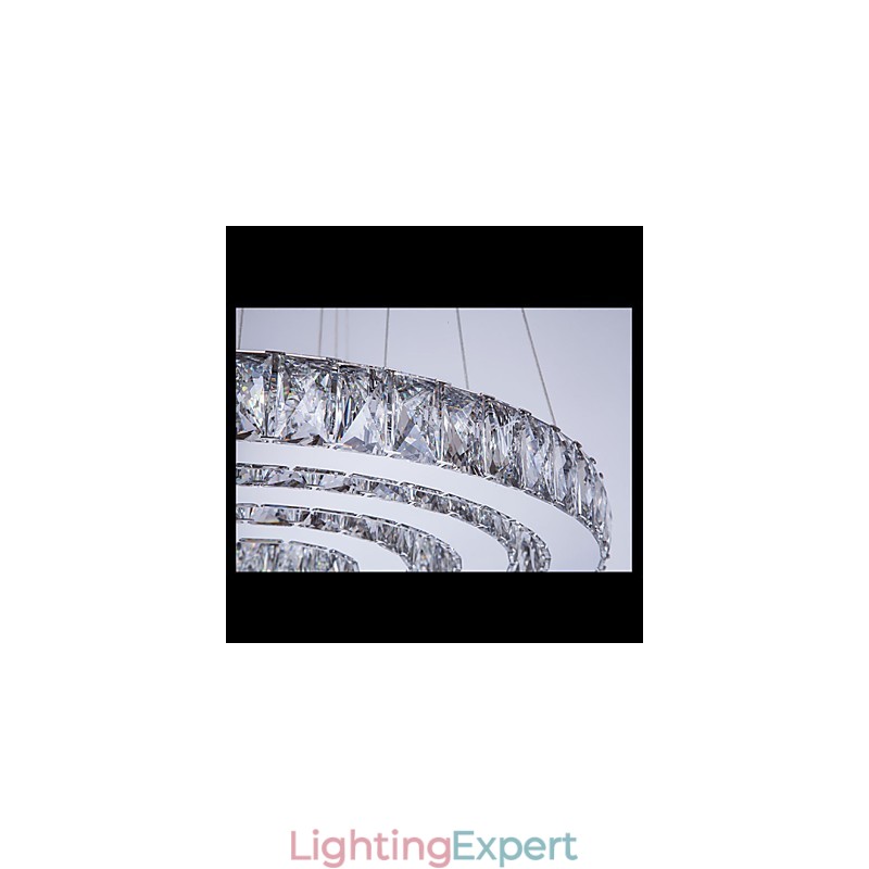 Pendant Light Modern Lighting Warm White Three Rings D204060 Transparent K9 Large Crystal Ceiling Lights