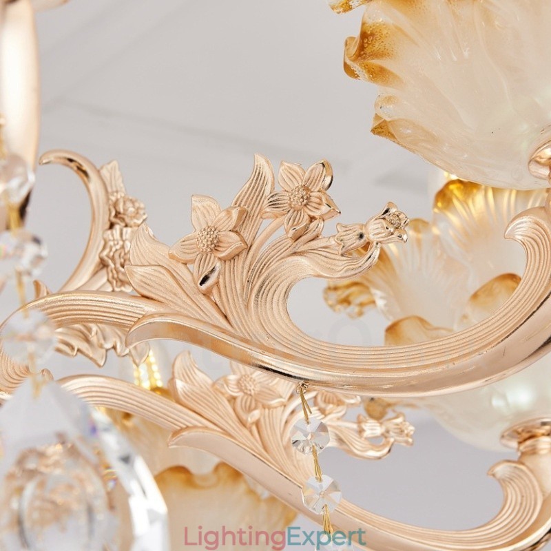8 Light Traditional Classic Integrated Metal Chandelier