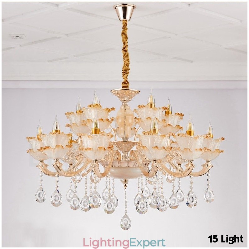 15 Light Traditional Classic Integrated Metal Chandelier